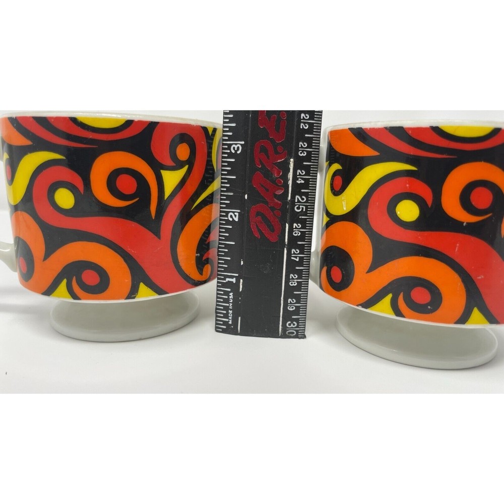 Vtg Mug Set Mod Swirl Design Coffee Cups Japan 1960s 70s Psychedelic - Picture 4 of 5